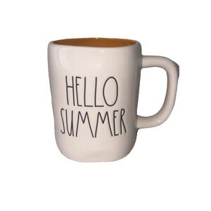 Rae Dunn Hello Summer White Orange Mug Coffee Tea